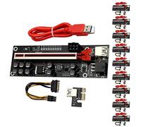 Guindxan 10 PCS VER011 PRO Riser Card PCI-E 1X to 16X USB3.0 6PIN Graphics Cable with 10 Solid Capacitors B250 B75 BTC