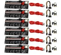 Guindxan 6 PCS VER011 PRO Riser Card PCI-E 1X to 16X USB3.0 6PIN Graphics Cable with 10 Solid Capacitors B250 B75 BTC