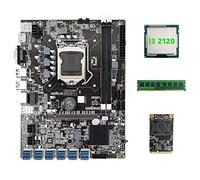 Guindxan B75 BTC Mining Motherboard 12 PCIE to USB3.0+I3 2120 CPU+DDR3 4GB 1600Mhz RAM+128G MSATA SSD B75 USB Motherboard