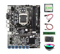 Guindxan B75 BTC Mining Motherboard 12 USB+I3 2120 CPU+RGB Fan+DDR3 4GB 1600Mhz RAM+128G SSD+Switch Cable+SATA Cable Motherboard