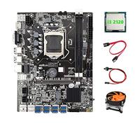 Guindxan B75 ETH Mining Motherboard+I3 2120 CPU+Fan+SATA Cable+Switch Cable LGA1155 8XPCIE USB Adapter MSATA DDR3 B75 Motherboard