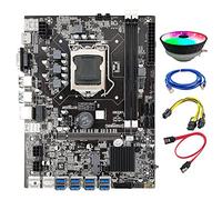 Guindxan B75 Mining Motherboard 8GPU USB to PCIE 6Pin to Dual 8Pin Cable+SATA Cable+Cooling Fan+RJ45 Network Cable LGA1155