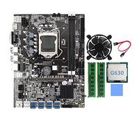 Guindxan B75 Mining Motherboard 8GPU USB3.0 to PCIE 1X16X Cooling Fan+2XDDR3 4GB 1600Mhz RAM+G630 CPU LGA1155 B75 USB BTC