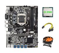 Guindxan B75 USB ETH Mining Motherboard 8XPCIE to USB+I3 2120 CPU+6Pin to Dual 8Pin Cable+Fan LGA1155 B75 BTC Motherboard