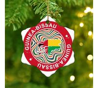 Guinea-Bissau Christmas Ornaments Country Flag Patriotic Color Xmas Ornament Christmas Tree Decorations Decorative Ceramic Circle Ornament Pendant for Friends Coworkers Employees Family