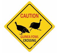 Guinea Fowl Crossing Metal Signs Farm Decor Aluminum Caution Animal Crossing Wall Art Novelty Road Street Warning Sign Farmhouse Yard Decorations Outdoor 12x12 Inch