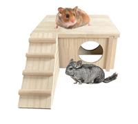 Guinea hideeout Ladder Hut - Hamster Wooden House with Ladder | Wooden Hamster hideeout for Small Animal | Animal hideeout Activity Hut Natural Living Wooden Room for Hamster, Gerbil, Mice