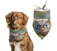 Guinea Mouse with Glasses Dog Bandana Adjustable Pet Scarf Soft Washable Polyester Triangle Bib Lightweight Breathable Pet Bib for Dogs Cats Puppies Suitable for Holiday Birthday