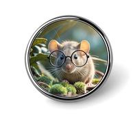 Guinea Mouse With Glasses Round Badge Personalized Metal Lapel Pin Badges Fit Clothing Bags Hat Humorous Printed Brooch Badge Party Decorations Accessories for Men Women