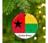 Guinea Ornament Keepsake Global World Flag Travel Hanging Ornaments Christmas Tree Decorations Elegant Ceramic Circle Ornament Pendant for Family Birthday New Year Home