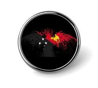Guinea Papua New Guinean Flag Round Metal Badge Lapel Pin,Stylish Patriotic Pattern Button Brooch Decorative Badges for Men Women