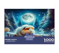 Guinea Pig 1000 Pc Puzzle Game for Men Women - Guinea Pig Moonlit Forest Serene Mystical The Whole Family Activity Educational Game Challenge38x26cm/1000pcs