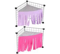 Guinea Pig 2 Pcs, Reversible Cozy Small, Super Soft Fabric Tassel Corner Tent, Easy-Hang Stainless Hooks, 17.7 X 12.4 In, 2.4 Oz, Cage Accessories For Hamster Rabbit Chinchilla