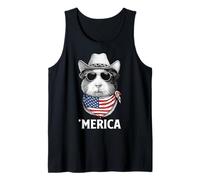 Guinea Pig American Flag Bandana Cowboy Hat Sunglasses Tank Top