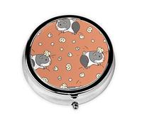 Guinea Pig and Popcorn Print Round Pill Organizer 3 Compartment Pill Box Portable Medicine Pill Case for Outdoor Travel