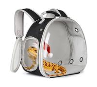 Guinea Pig Backpack Carrier, Bearded Dragon Carrier Backpack with Clear Bubble Window,Small Animal Travel Backpack for Hedgehog Rat Parrot,Rabbit,Sugar Glider,Airline Approved(Black, Backpack)