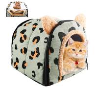 Guinea Pig Bed, Guinea Pig Cuddly Cave with Removable Cushion, Rabbit Cave, Cosy Small Animal Beds, Guinea Pig Cave for Dwarf Rabbit/Chinchilla/Hamster, Green