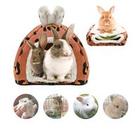 Guinea Pig Bed House, Warm Small Animal Bed Cave Rabbit House Hamster Hideaway with Removable Pad Large Hideout Guinea Pig Bedding Winter Sleeping House for Pet Bunny,Chinchilla,Hedgehog,Ferret (Red)