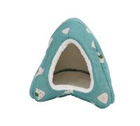 Guinea Pig Bed Mini Semi Open Type Pet Cave House, Warm Hamster Yurt for Small Animals, Soft Linen Plush Hideout with Cute Cartoon Pattern, Cozy Winter Shelter for Rats Baby Chinch (Large Size)