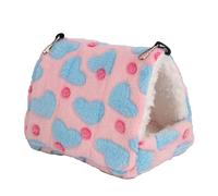Guinea Pig Bed,Small Animals Hideout Bed,Cute Cartoon Pattern Guinea Pig House,Warm Cozy Hamster Cave Large Hideout for Dwarf Rabbits Squirrel Bunny Chinchillas Pink M