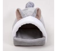 Guinea Pig Bed,Small Animals Hideout Bed,Cute Guinea Pig House with Cartoon Bear Ears Decor,Cozy Fleece Hamster Cave Large Hideout for Dwarf Rabbits Squirrel Bunny Chinchillas Grey M