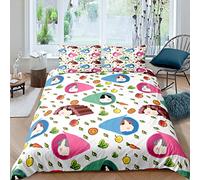 Guinea Pig Bedding Set Cartoon Guinea Pig Printed Duvet Cover Set for Kids Boys Girls Cute Animal Comforter Cover Leaves Vegetable Quilt Cover Bedroom Collection 2Pcs Single Size