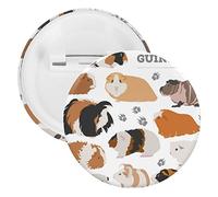 Guinea Pig Breeds Pet Rodents Isolated on White 5 PCs Round Tinplate Badge, Badge Lapel Tie Pin, Lightweight Button Badge for Women Men Office Worker Teacher Student Decor
