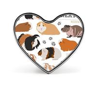 Guinea Pig Breeds Pet Rodents Isolated on White Heart Badge Smooth Surface Lapel Tie Pin, Lightweight Badge for Women Men Office Worker Nurse Teacher Student Shirts Backpack