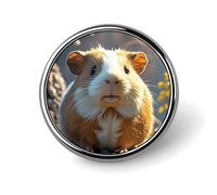 Guinea Pig Button Pin Round Alloy Lapel Pins Badges Novelty Funny Enamel Pins Button Lapel Personalized Pinback Button Badges Cute Brooche Pin for Backpacks Jackets Bags