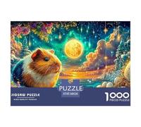 Guinea Pig by Moonlit Snowy Shore 1000-Piece Jigsaw Puzzle Cute Guinea Pig Brainteasing Challenge for All Ages 38x26cm/1000pcs