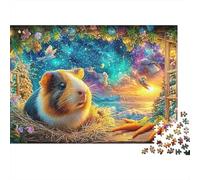 Guinea Pig by Starry Window with Carrots 1000-Piece Jigsaw Puzzle Cute Guinea Pig Educational Toy for Kids & Adults 38x26cm/1000pcs