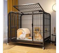 Guinea Pig Cage, 2-Tier, with Wheels, Drip Tray, Ideal for Small Animals, Free to Move, for Rabbits(Black,60 * 45 * 66cm)
