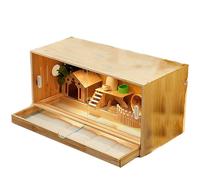 Guinea Pig Cage - Acrylic Hamster Cage for Small Animals, Includes Accessories and Toys, Wooden Design with Drawer for Easy Cleaning