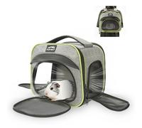 Guinea Pig Cage, Breathable and Collapsible, Small Pet Bag with Safety Leash - for Puppy, Kitten, Bunnies Weighing up to 8 Pounds Designed for Travel, Hiking, Walking and Outdoor Use, Gray Green