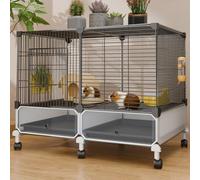 Guinea Pig Cage, Diy Design Bottom Splash-Proof, Pull-Out Tray for Easy Cleaning, Encrypted Iron Mesh Suitable for Small Pets, Including Accessories