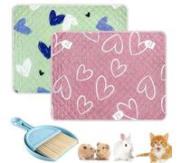 Guinea Pig Cage Liner with Cleaning Tool Set, 2 Pack Washable Air Dried Pee Mat, 70 * 90 cm Reusable Fast Absorbent Waterproof Puppy Pee Pads Guinea Pig Bedding for Fast Drying Training Pads