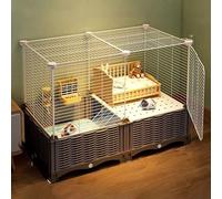 Guinea Pig Cage Prevent Escape Easy Assembly, Spacious Design with Plantable/Bedding Bottom for 1-2 Small Pet(74 * 37 * 55cm-b)