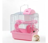 Guinea Pig Cage & Rabbit Cage1/2/3 floors Fully Transparent cage for Hamster Gerbils Pet CageHamster Cage Hamster House Spacious Hamster cage Small Animal Cagewith Hamster Accessories(Pink,23*17*33cm)