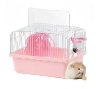 Guinea Pig Cage & Rabbit Cage1/2/3 floors Fully Transparent cage for Hamster Gerbils Pet CageHamster Cage Hamster House Spacious Hamster cage Small Animal Cagewith Hamster Accessories(Pink,31*24*17cm)