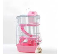 Guinea Pig Cage & Rabbit Cage1/2/3 floors Fully Transparent cage for Hamster Gerbils Pet CageHamster Cage Hamster House Spacious Hamster cage Small Animal Cagewith Hamster Accessories(Pink,23*17*45cm)