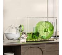 Guinea Pig Cage & Rabbit Cage2 Layers Fully Transparent cage for Hamster Gerbils Pet CageHamster Cage Hamster House Spacious Hamster cage Small Animal Cagewith Hamster Accessories(Green,31*21*20.5cm)