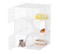 Guinea Pig Cages,Chinchilla Cage,Cat Cage Indoor Diy Cat Playpen,3-Tier Detachable Metal Wire Kennels Crate Large Exercise Place Ideal For 1-2 Cat,Pet Etc,White