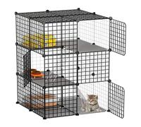 Guinea Pig Cages,Chinchilla Cage,Cat Cage Indoor Diy Cat Playpen,3-Tier Detachable Metal Wire Kennels Crate Large Exercise Place Ideal For 1-2 Cat,Pet Etc,Black