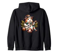 Guinea Pig Camper Playing Guitar By Campfire Zip Hoodie