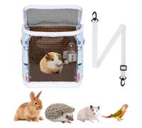Guinea Pig Carrier Bag with Water Bottle，Travel Portable Small Animal Carrier Sling Pouch, Clear Window Carrier Backpack for Hamster Bunny Gerbil Hedgehog Sugar Glider Lizard Bird.(Blue)