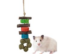 Guinea Pig Chew Toys - Wooden Rabbit Chew Applle Sticks Strings, Hamster Boredom Breaker Molar Toys, Grinding Cage Hanging Accessories - Multicolor