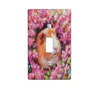 Guinea pig Decorative Light Switch Cover Plate 1 Gang Single Toggle, Oil Painting Peach Flower Electrical Faceplate for Kitchen Bathroom, Animal Switchcover Decor