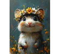 Guinea Pig Diamond Art, 5D Diamond Painting Flowers, DIY Full Drill Gem Art Kits Adults Beginner Mosaic Making Kits, Cross Stitch Crystal Paintings Craft for Decor, Gifts for Women 30x40cm - 1F655