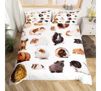 Guinea Pig Duvet Cover Cute Pet Print Bedding for Girls Boys Children Bed Linen Set Lovey Guinea Pig Comforter Cover 3D Animal Theme Room Decor Bedspread Junior/Cot Bed 2Pcs Bedclothes