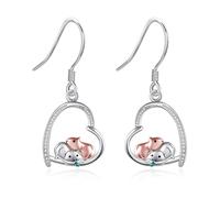 Guinea Pig Earrings 925 Sterling Silver Guinea Pigs Heart Shape Dangle Drop Earrings Animal Jewellery Gifts for Women Girls Guinea Pig Lover